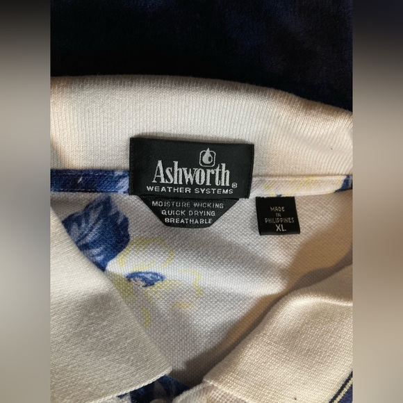Ashworth Hawaiian Style Polo, Wick-Away, Cream/Blue/Yellow, size XL - Picture 4 of 6